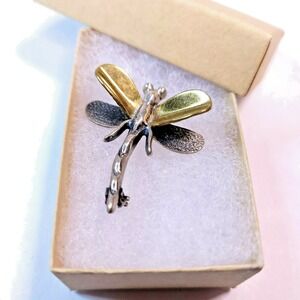 Vintage Dragonfly Pin Brooch Signed Lanton TM-40 Mexico 925 Sterling